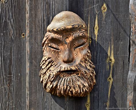 ШАМАН - оригинальная деревянная маска с рисунком годовых колец в ...