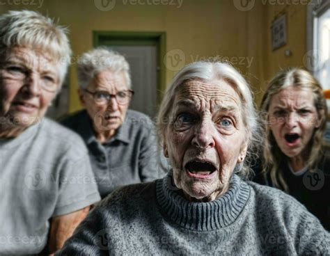photo of angry senior people in nursing home, generative AI 31151538