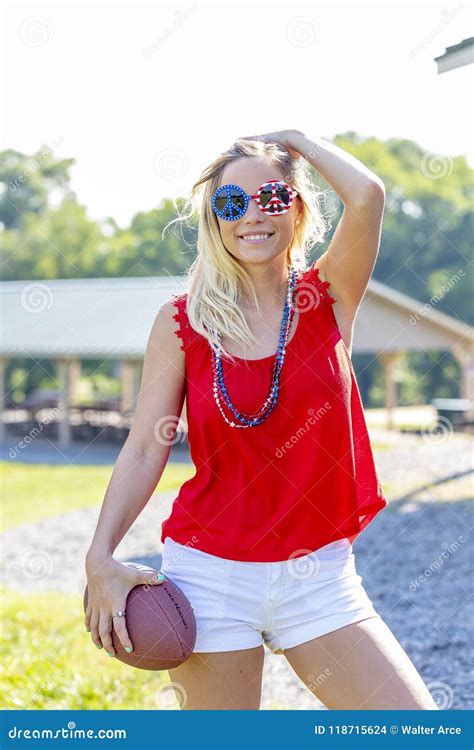 Gorgeous Patriotic Blonde Model Enjoying The Th Of July Festivities