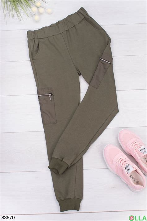 Женские спортивные брюки цвета хаки И-23 - купить недорого в интернет ...