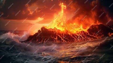 Premium AI Image | A fire burns in the ocean