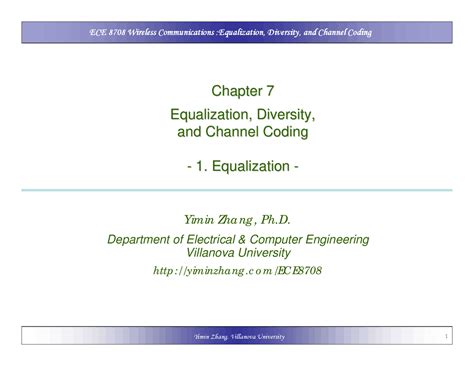 Equalization, Diversity and Channel Coding | ECE 8708 - Docsity