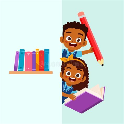 Little Kid Holding Book and Pencil and Feel Happy Stock Vector ...