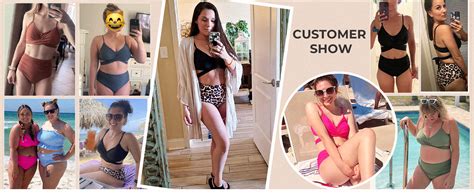 Amazon Suuksess Women High Waisted Bikini Criss Cross Swimsuits Push Up Bathing Suits M