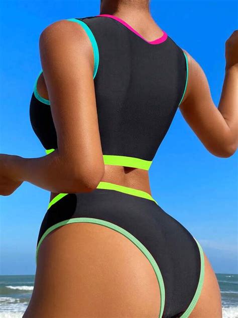 Contrast Binding Bikini Swimsuit SHEIN USA