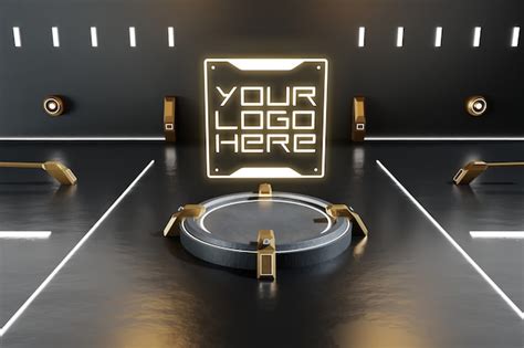 Premium Psd Futuristic Logo Mockup