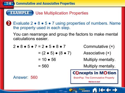 Algebra 1 commutative and associative properites | PPT
