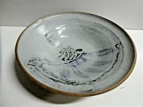 Vintage Australian Pottery Signed Hand Painted Serving Bowl Studio