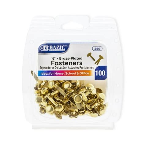 Bazic Brass Plated Fasteners 12 Inch Round Head Paper Fastener Brads