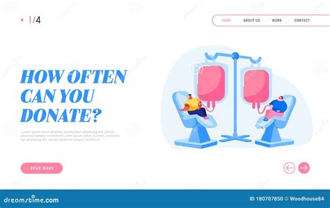 Blood Donation Landing Page Template Characters Donate Blood For