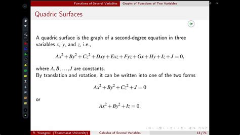 Calculus Of Several Variables 5 Quadric Surfaces Youtube