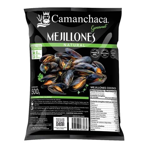 Mejillones Camanchaca Natural 500 G Congelado Bodega Aurrera