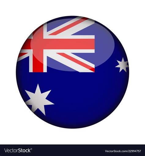 Australia Flag In Glossy Round Button Icon Vector Image