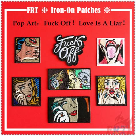 VSCOPop Art Fuck OffLove Is A Liar Iron On Patch 1Pc Sexy Beauty Diy Embroidery Patch Iron