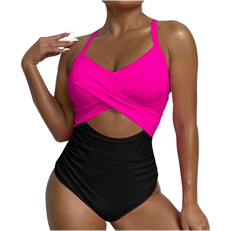 Danhjin Women S One Piece Bikini Swimsuit Pulls Up Bandage Solid Bikini Open Bikini Sexy