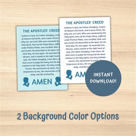 Apostles Creed Printable Prayer Poster for Catholic Kids, Catholic