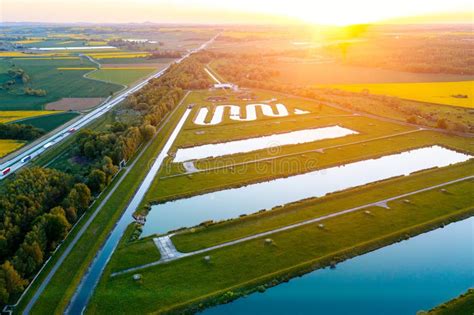 Artificial Lakes To Collect And Purify Water Many Small Lakes Stock