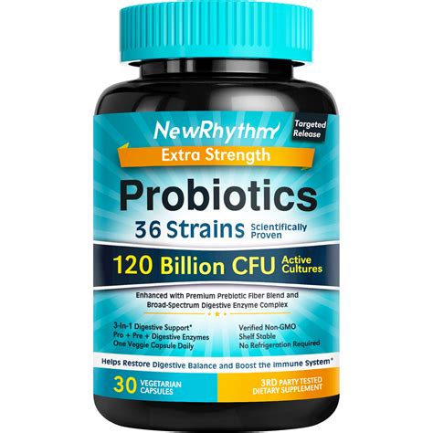 Newrhythm Extra Strength Probiotics 120 Billion Cfu 30 Capsules For