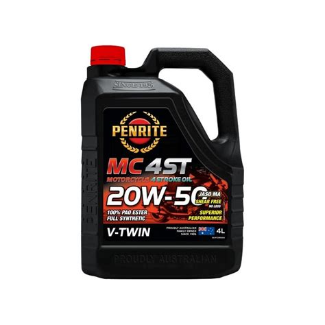 Penrite 20W50 MC-4ST V Twin 100% PAO & Ester Four Stroke Engine Oil 4L ...
