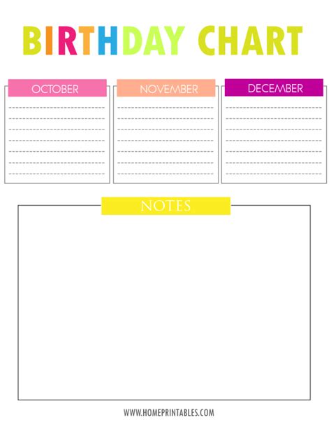 Your Free Printable Birthday Chart! - Home Printables