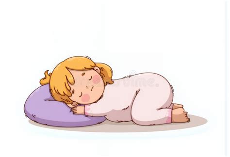 Adorable Blonde Chibi Girl Sleeping Peacefully On Lavender Pillow Korean Style Cartoon