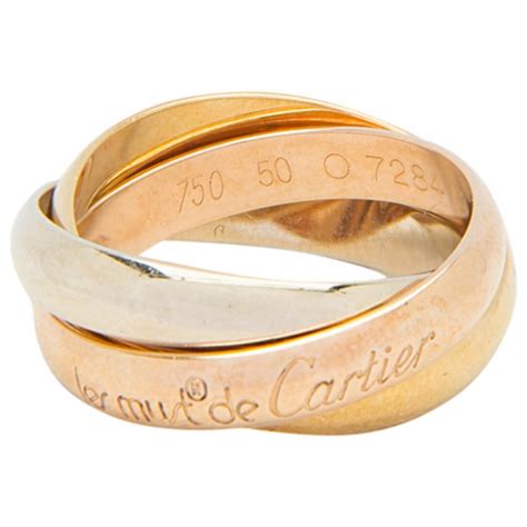 Cartier Les Must De Cartier Trinity Three Tone 18k Gold Band Ring Size