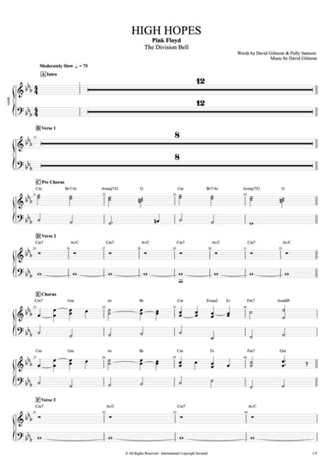 High Hopes Tab By Pink Floyd Guitar Pro Full Score Mysongbook