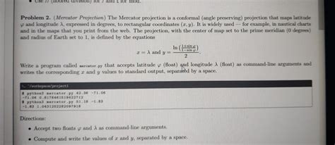 Solved Problem 2. (Mercator Projection) The Mercator | Chegg.com