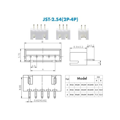 Jst Xhp Mm Pin Pcb Mount Straight