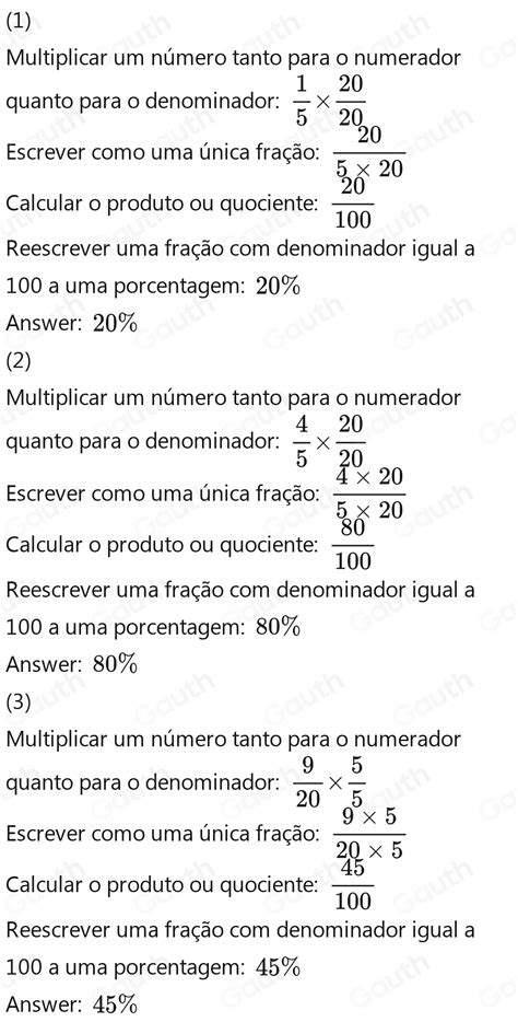 Para As Frações Irredutíveis Abaixo Determine As Porcentagens Correspondentes