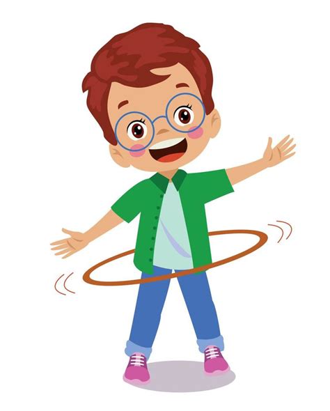 Cute Happy Boy Spinning Hoop 14830144 Vector Art At Vecteezy