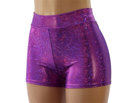 Purple Hologram High Waist Booty Shorts Cheeky And Regular Etsy 日本