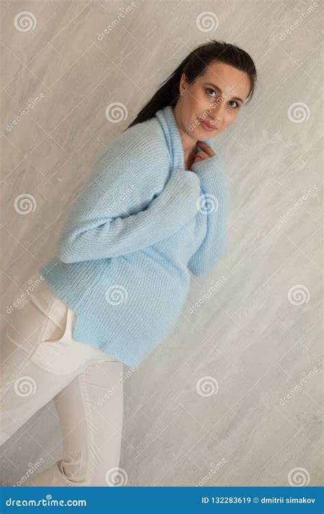Beautiful Pregnant Woman Brunette Portrait Genera Nice Stock Image Image Of Belly Care