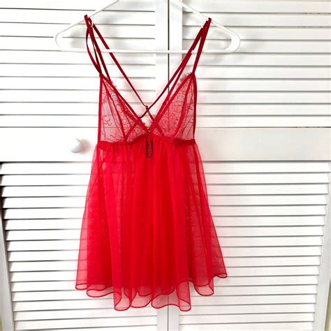 Red Victorias Secret Strappy Babydoll Lingerie Gem