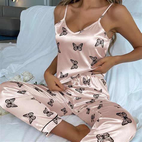 Womens Sexy Lingerie Silk Pajamas Set Sleepwear Satin Cami Vest Nightwear Pyjama EBay