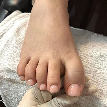 Amazon Yubx Square Toe Press On Nails Clear Nude Toenails Gold Foil Fake Nails Pcs