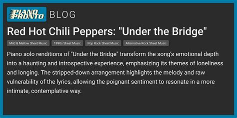 Red Hot Chili Peppers Under The Bridge Piano Pronto Publishing