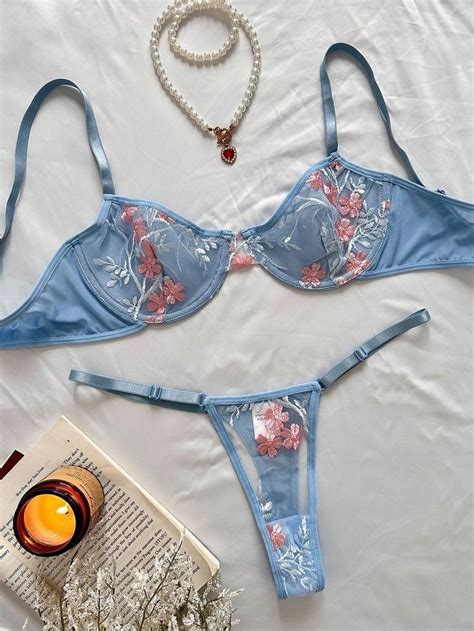 Floral Embroidery Mesh Underwire Lingerie Set Artofit