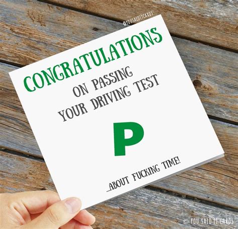 Congratulations Greetings Card Passing Driving Test You Etsy