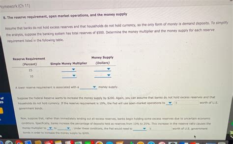 Solved Homework Ch The Reserve Requirement Open Chegg