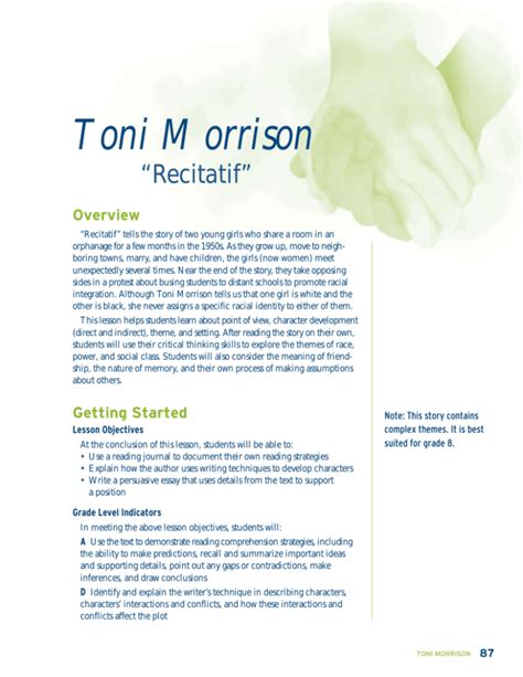 Recitatif By Toni Morrison