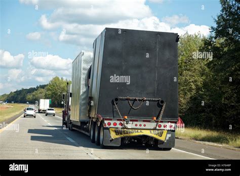 Tarp Covered Freight On Semi Truck On Highway Stock Photo Alamy