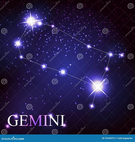 Gemini Zodiac Sign Of The Beautiful Bright Stars Stock Vector