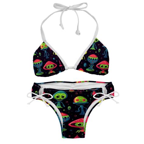 Alien Detachable Sponge Adjustable Strap Bikini Set Two Pack Swim Suit Beach Pool Vacation