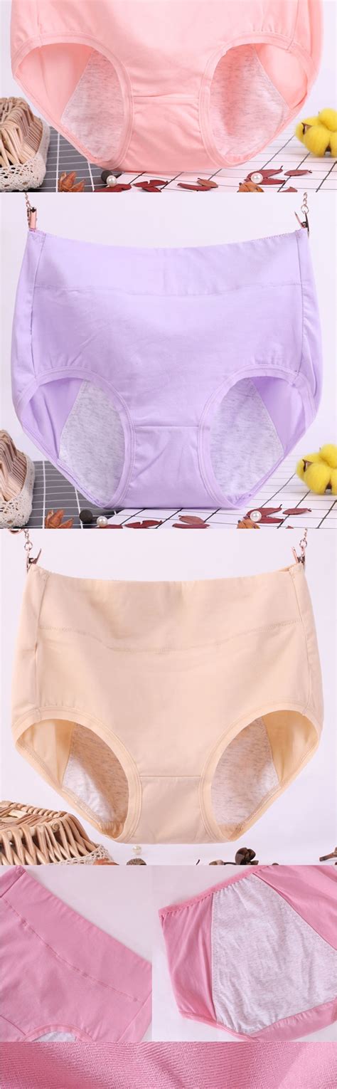 Large Size High Waist Period Panties For Women Briefs Cotton Menstrual