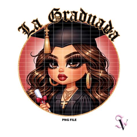 La Graduada Chicana Graduation Chibi Style Educated Latina Graduation Shirt PNG For DTF Iron On