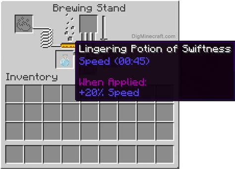 How to make a Lingering Potion of Swiftness (0:45 - Speed) in Minecraft