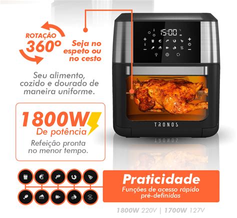 FRITADEIRA AIR FRYER TRONOS RC 02 12 LITROS Tronos Garantia E