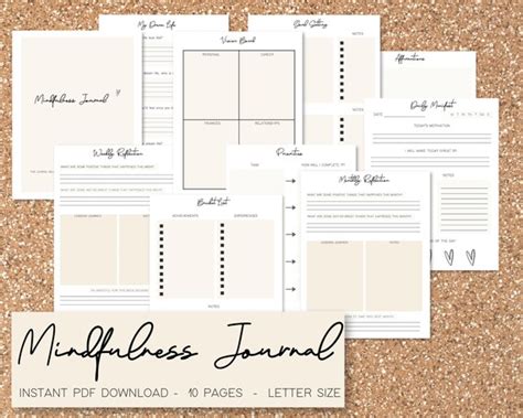 Mindfulness Journal Printable Pdf Minimalist Daily Etsy