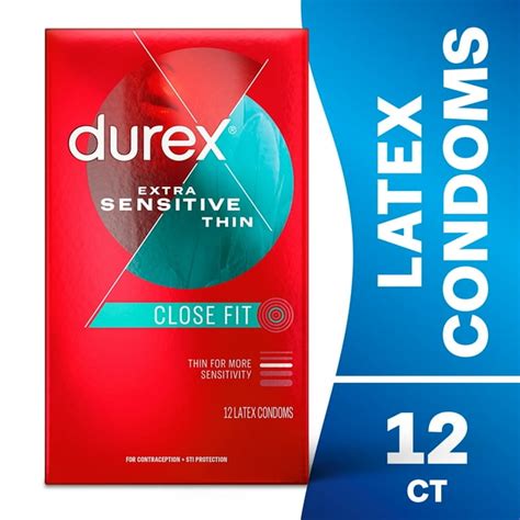 Durex Extra Sensitive Lubricated Ultra Thin Premium Condoms Close Fit 12 Count